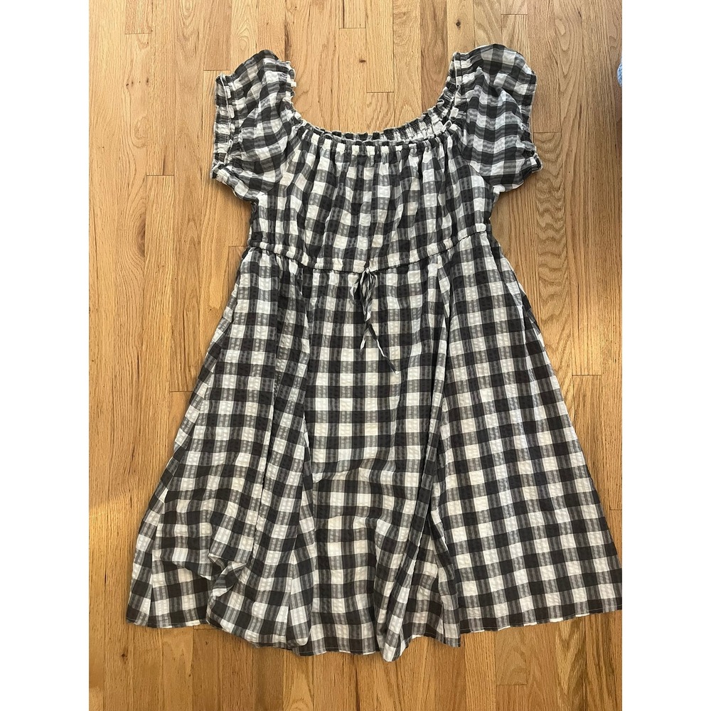 Torrid Womens Black White Gingham Seersucker Off Shoulder Midi Dress 4X - Picture 6 of 8